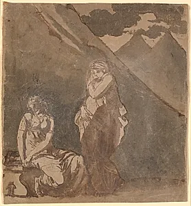 Scene fra Voltaires "Le triumvirat", formodentlig 1.akt, 1.scene by Nicolai Abildgaard