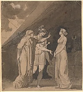 Scene fra Voltaires "Le triumvirat", formodentlig 2.akt., 2.scene by Nicolai Abildgaard
