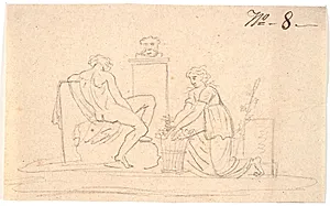 Scene med to figurer by Nicolai Abildgaard