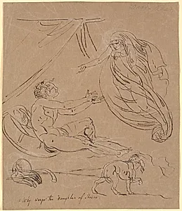 Scene of Ossian; Agandecca viser sig for Fingal. Af Fingal-digtet by Nicolai Abildgaard