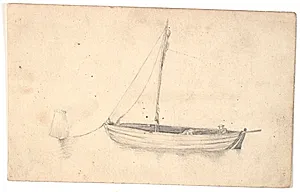 Sejlbåd fortøjet ved en bøje by L.A. Ring