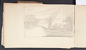 Sejlbåd med muntert selskab by Agnes Slott-Møller