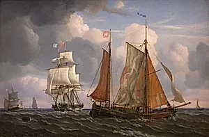 Sejlende og krydsende skibe, Øresund by Adolph Friedrich Vollmer
