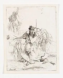 Seks personer, der betragter en slange by Giovanni Battista Tiepolo