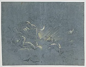 Selene og Endymion, udkast til loftsmaleri by Alessandro Gherardini