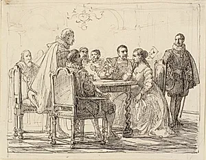 Selskabsscene, Chr. IV's tid by Wilhelm Marstrand