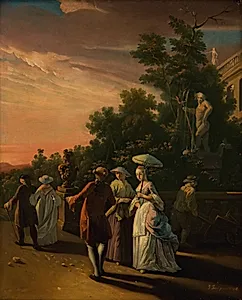 Selskabsscene i en park by Jens Juel