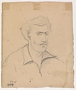 Selvportræt, trekvartprofil mod højre; spejlvending af recto by Camille Pissarro