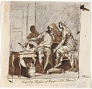 Seneca og Epicaris sværger sig sammen mod Nero by Nicolai Abildgaard