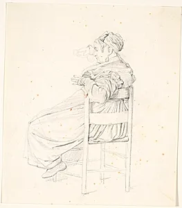 Siddende ældre italienerinde by Wilhelm Marstrand
