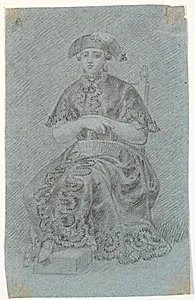 Siddende dame med hat. Kostumefigur? by C.A. Lorentzen