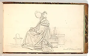 Siddende dame, omgivet af rejsebagage by Martinus Rørbye
