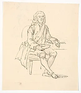 Siddende herre med paryk og ordensbånd by C.A. Lorentzen