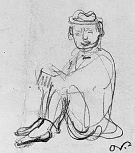 Siddende klovn med hat, vendt mod venstre by Emile Othon Friesz