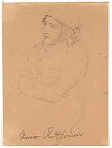 Siddende kone. Profil til venstre by Wilhelm Bendz