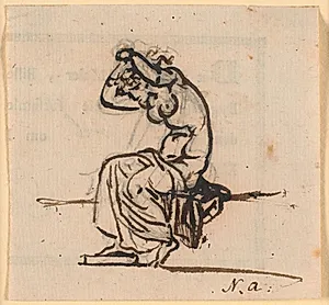 Siddende kvinde, der ordner sit hår by Nicolai Abildgaard