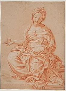 Siddende kvinde med turban by Hendrik Krock