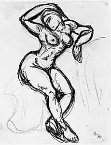 Siddende kvindelig model med højre arm over hovedet by Emile Othon Friesz