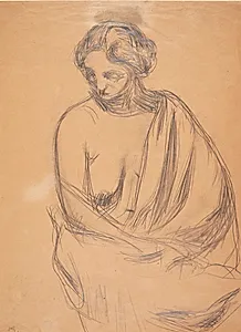 Siddende kvindelig model