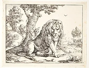 Siddende løve by Marcus de Bye