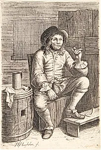 Siddende mand med pibe by Nicolaes van Haeften