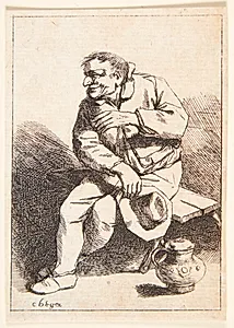 Siddende mand med sin hat i højre hånd by Cornelis Pietersz Bega