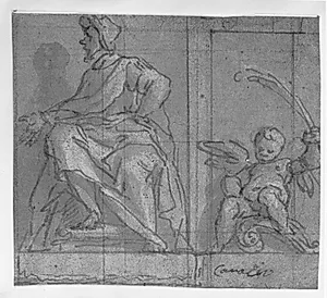 Siddende mand og en putto