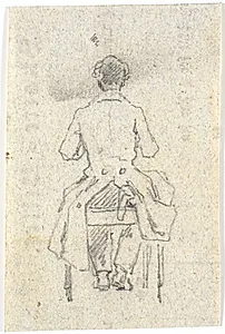 Siddende mand set fra ryggen by Martinus Rørbye