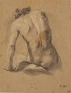 Siddende mandlig model, set fra ryggen by Heinrich Dittmers