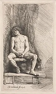 Siddende mandlig model by Rembrandt van Rijn