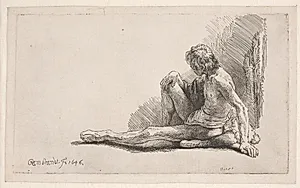 Siddende mandlig model by Rembrandt van Rijn