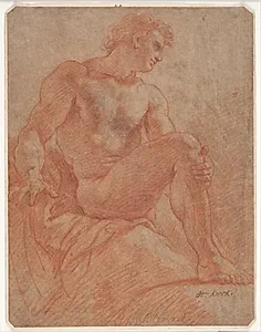 Siddende mandlig model by Hendrik Krock