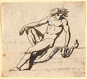 Siddende mandlig model by Nicolai Abildgaard