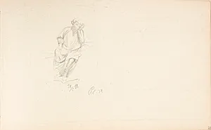 Siddende mandsfigur med hovedet hvilende i den ene hånd by Agnes Slott-Møller