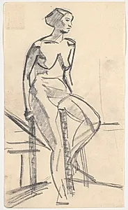Siddende model by Isakson, Karl