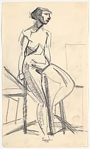 Siddende model by Isakson, Karl