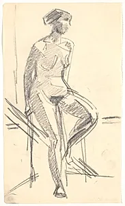 Siddende model by Isakson, Karl