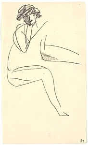 Siddende model by Isakson, Karl