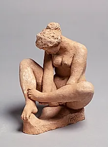 Siddende nøgen pige by Aristide Maillol