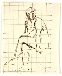 Siddende, nøgen, ung kvinde. Eva by Joakim Skovgaard