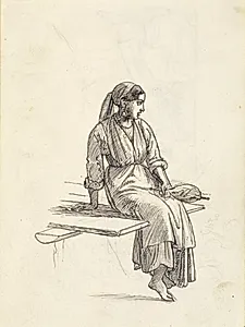 Siddende pige by Wilhelm Marstrand