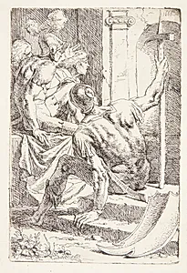 Siddende romersk soldat by Leendert van der Cooghen