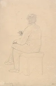 Siddende, rygvendt model mod venstre. by C.W. Eckersberg