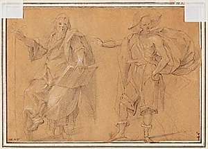 Siddende Skt. Paulus og stående mand med flagrende kappe by Filippo Paladini