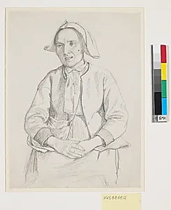Siddende svensk kone, knæstykke by Wilhelm Marstrand