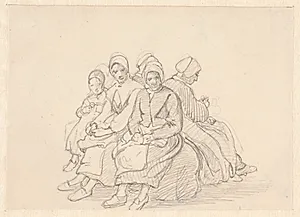 Siddende svenske bondekoner by Wilhelm Marstrand
