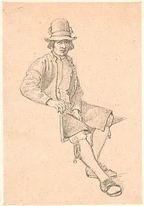 Siddende ung dalkarl by Wilhelm Marstrand