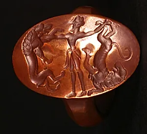 Signetring. Oval. Manden der rusker løver by Ubekendt
