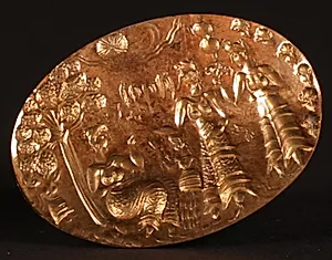 Signetring. Oval. Siddende gudinde, to kvinder og to piger by Ubekendt