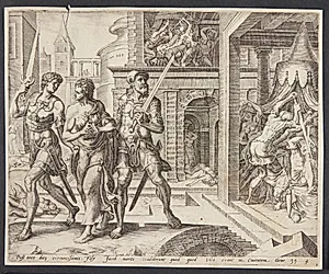 Simeon og Levi bringer Dina hjem by Harmen Jansz. Muller